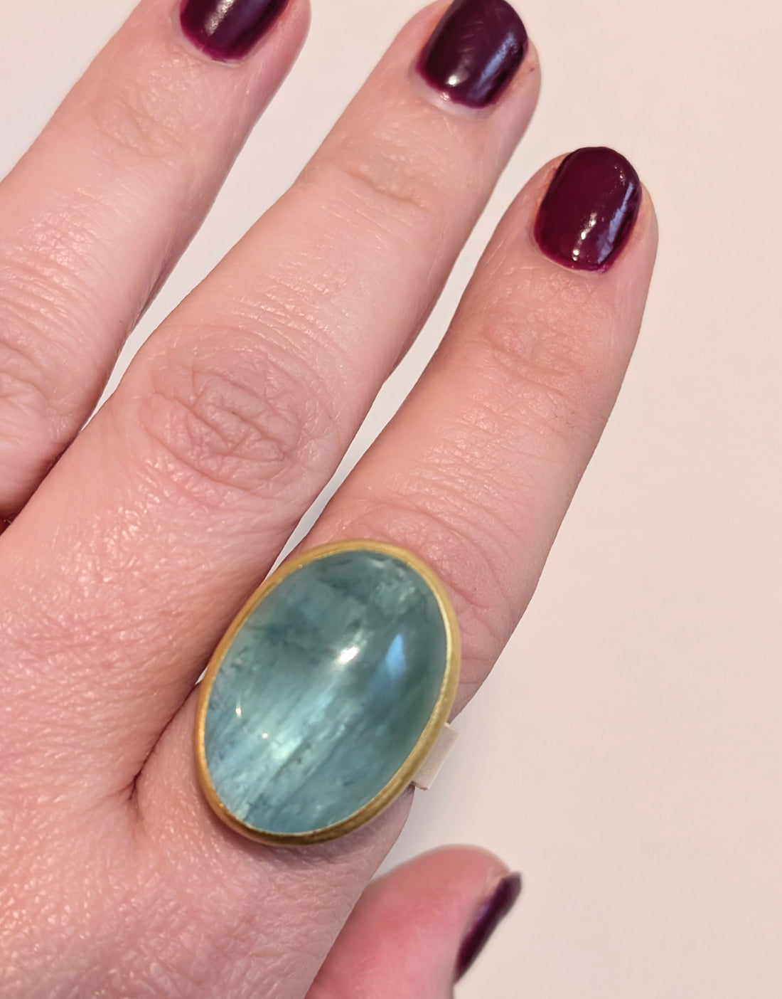 Aquamarine Oval Cabachon Ring