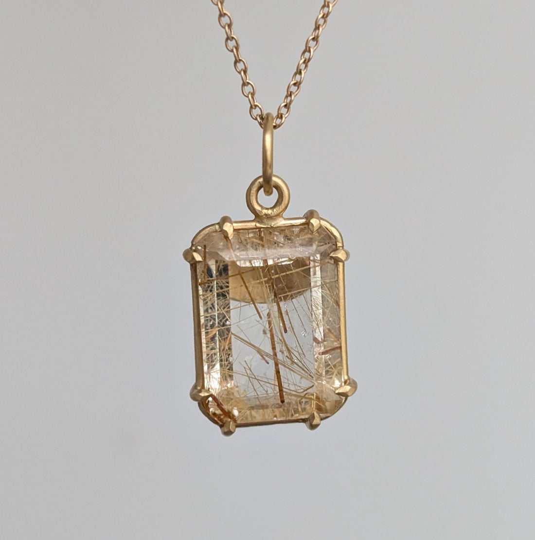 Rutilated Quartz Basket Pendant 6.9CT- One of a Kind