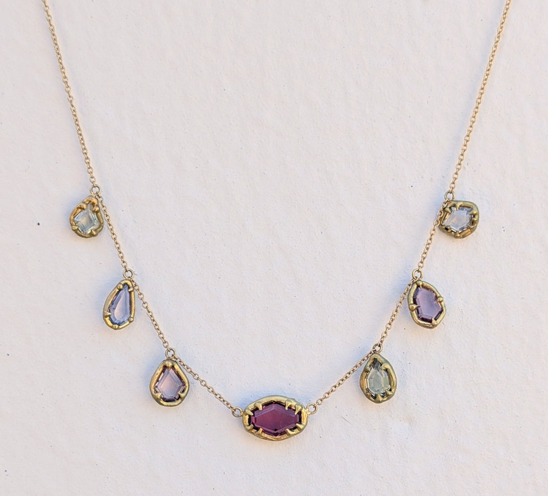 7 Stone Baroque Sapphire Necklace - One of a Kind