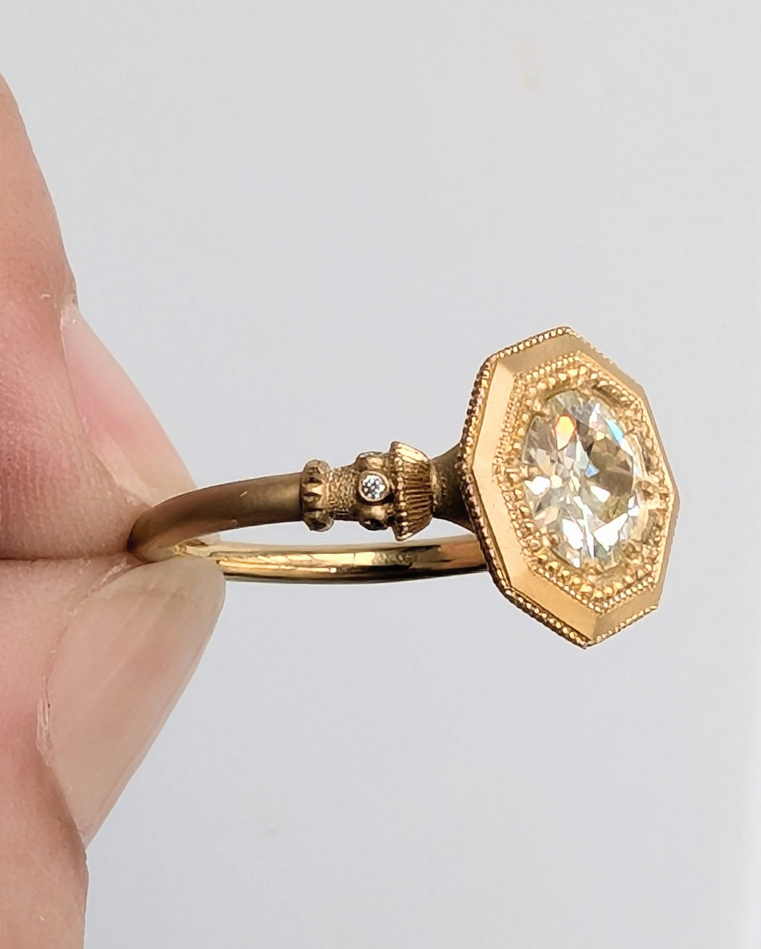 Octagonal Pedestal Ring- 1.16CT Diamond