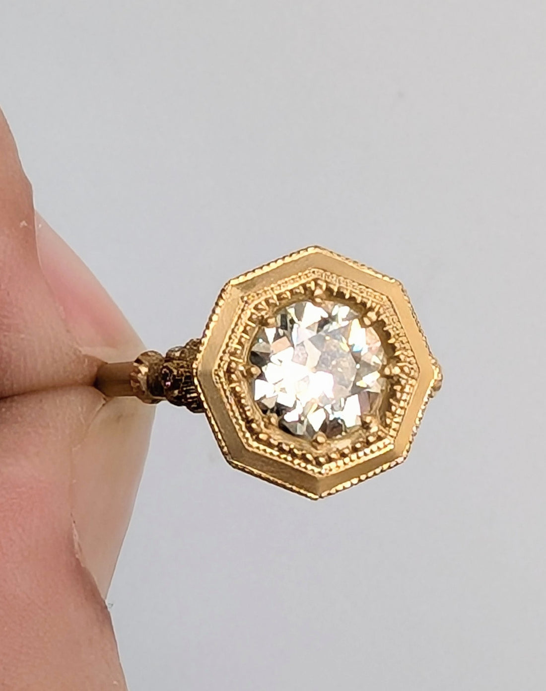 Octagonal Pedestal Ring- 1.16CT Diamond