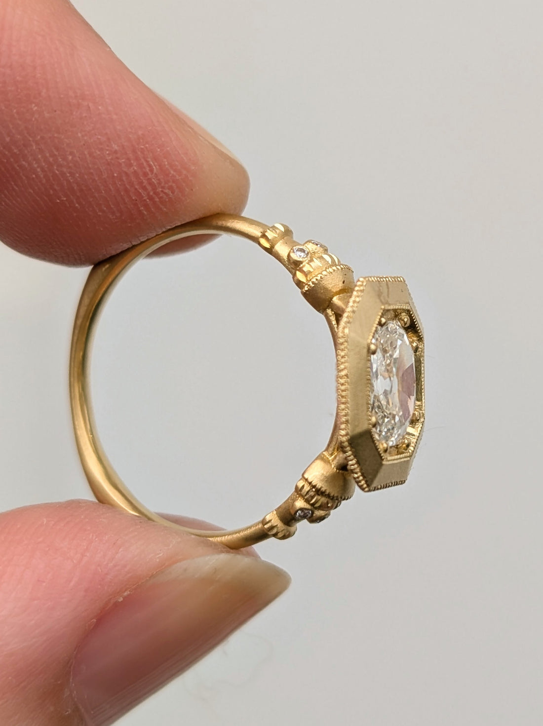 Celestine Pedestal Solitaire - 0.80CT Antique Corner Cut Diamond