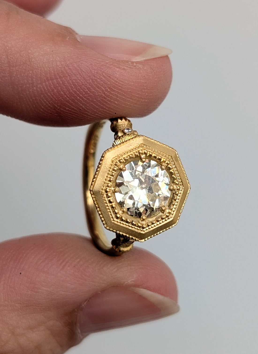 Octagonal Pedestal Ring- 1.16CT Diamond