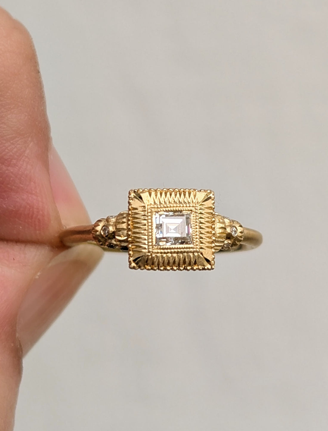 Royal Whipstitch Solitaire - 0.25CT Vintage Carre Cut Diamond