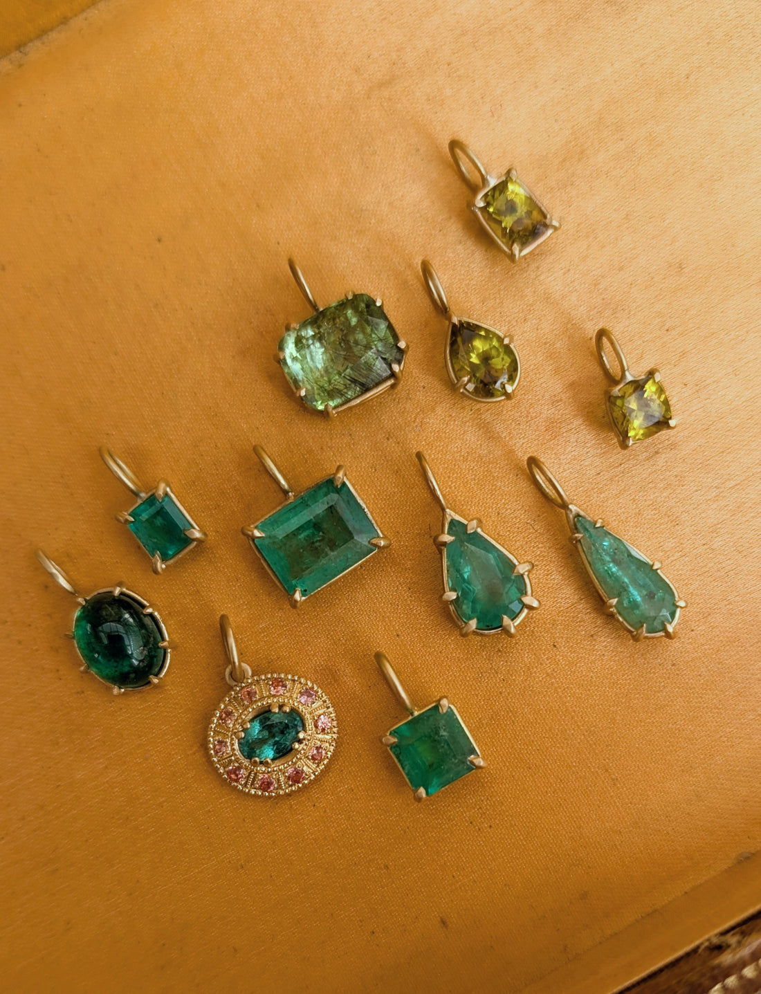 Emerald Cabachon Basket Pendant 2.57CT -  One of a Kind