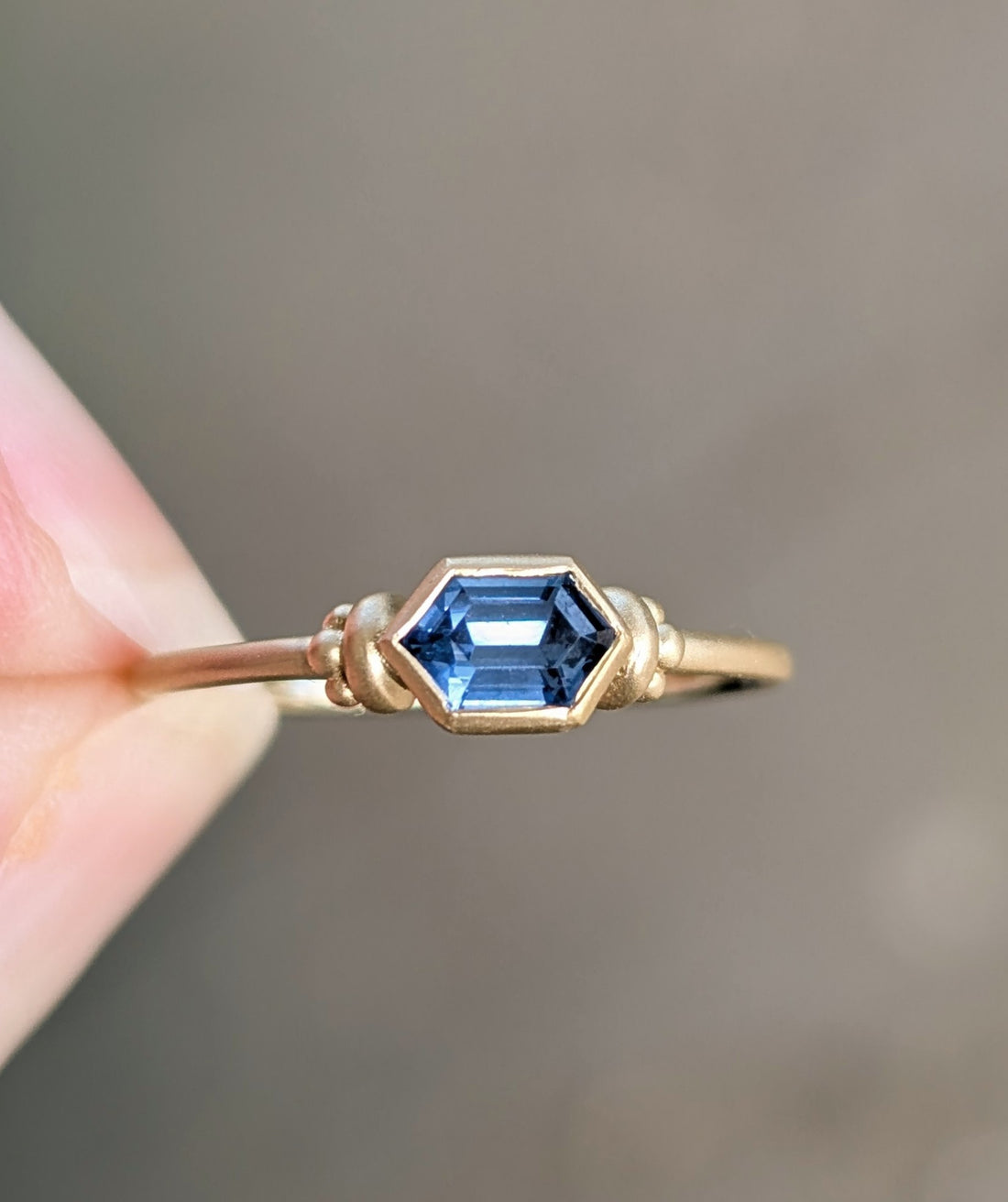 Royal Blue Sapphire Hexagon Solitaire - 0.49CT Sapphire