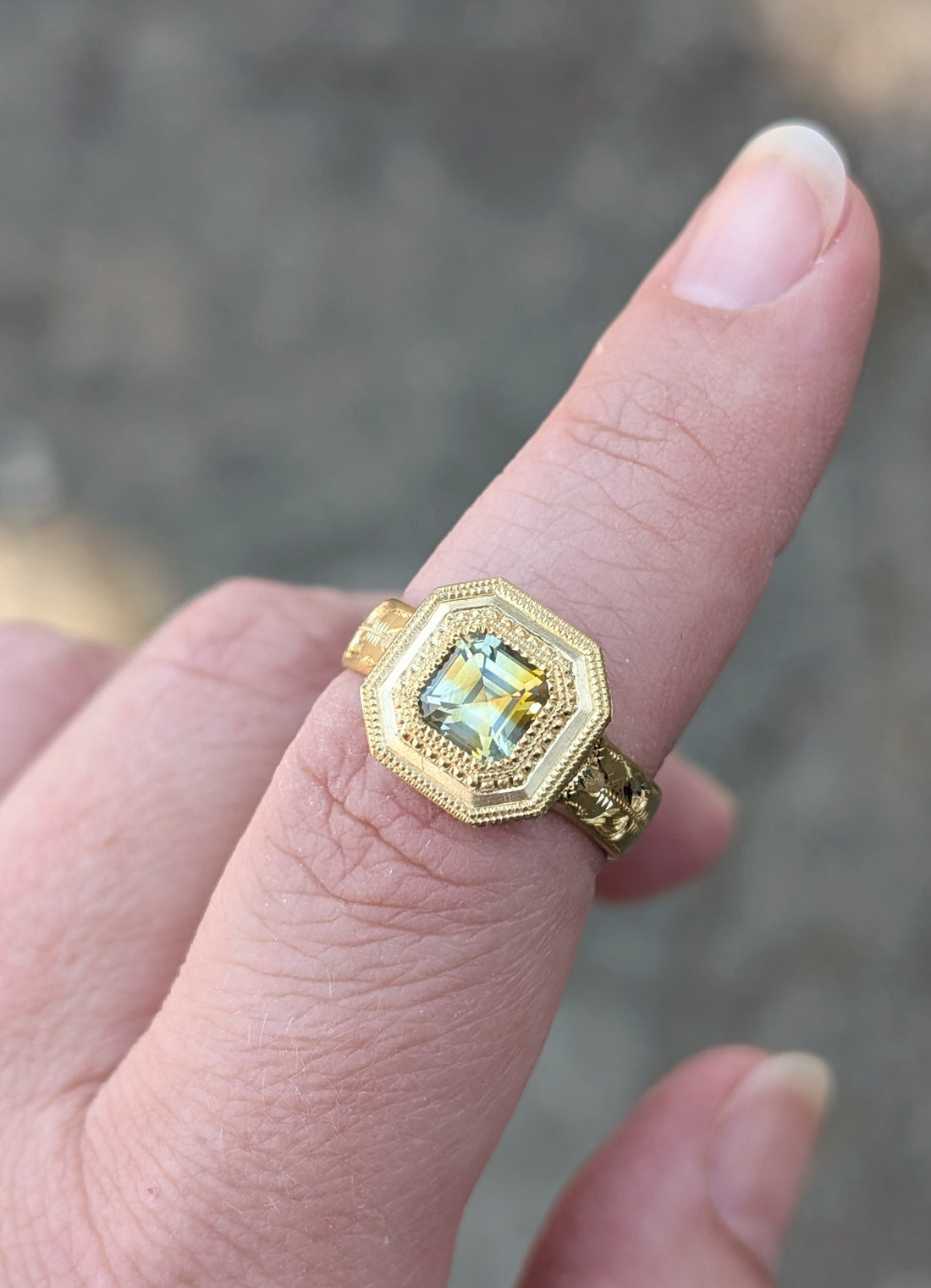 Persephone Ring- 1.45CT Asscher Cut Montana Sapphire