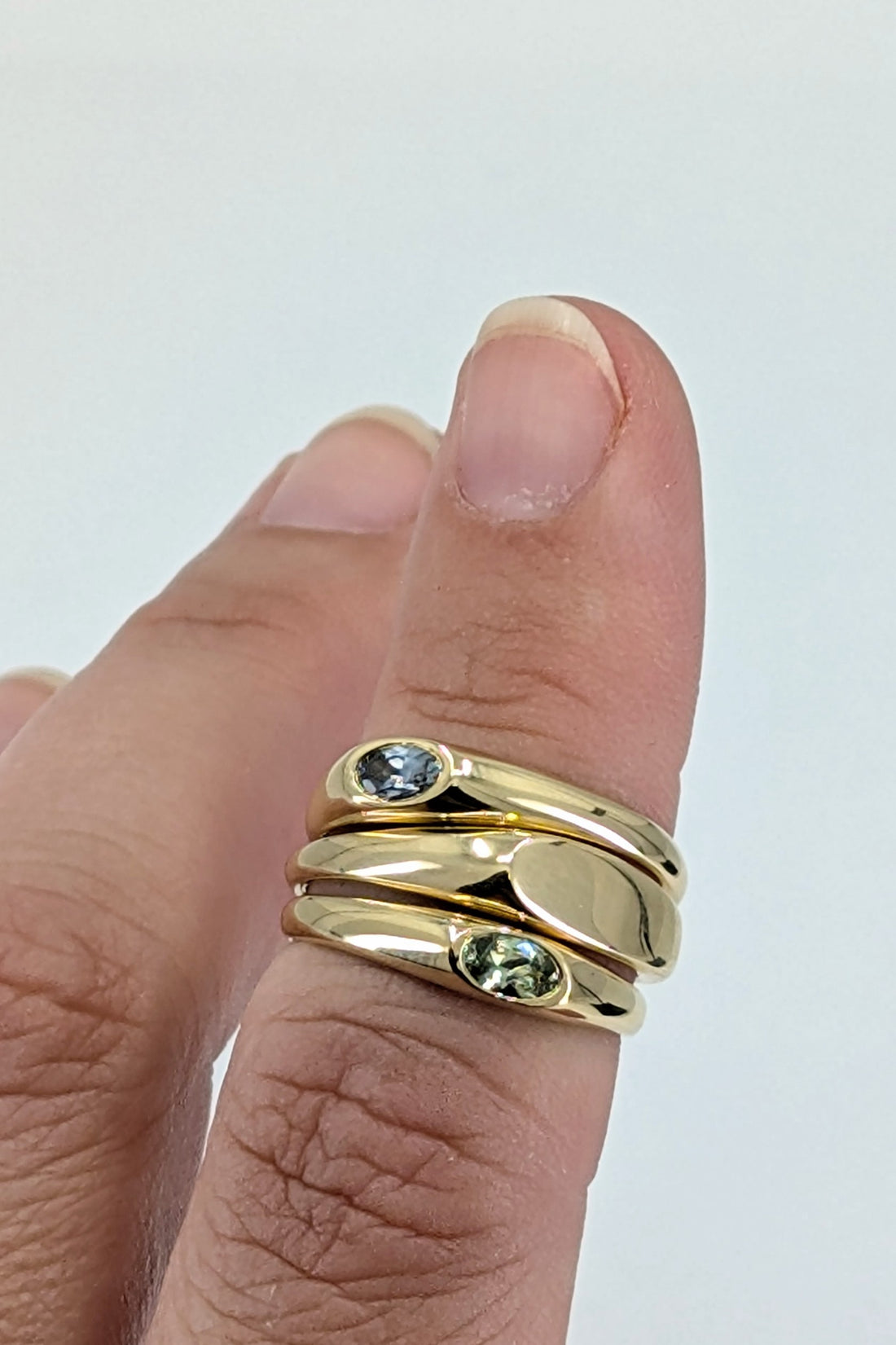 14k Petite Risa Ring- Teal Blue Montana Sapphire