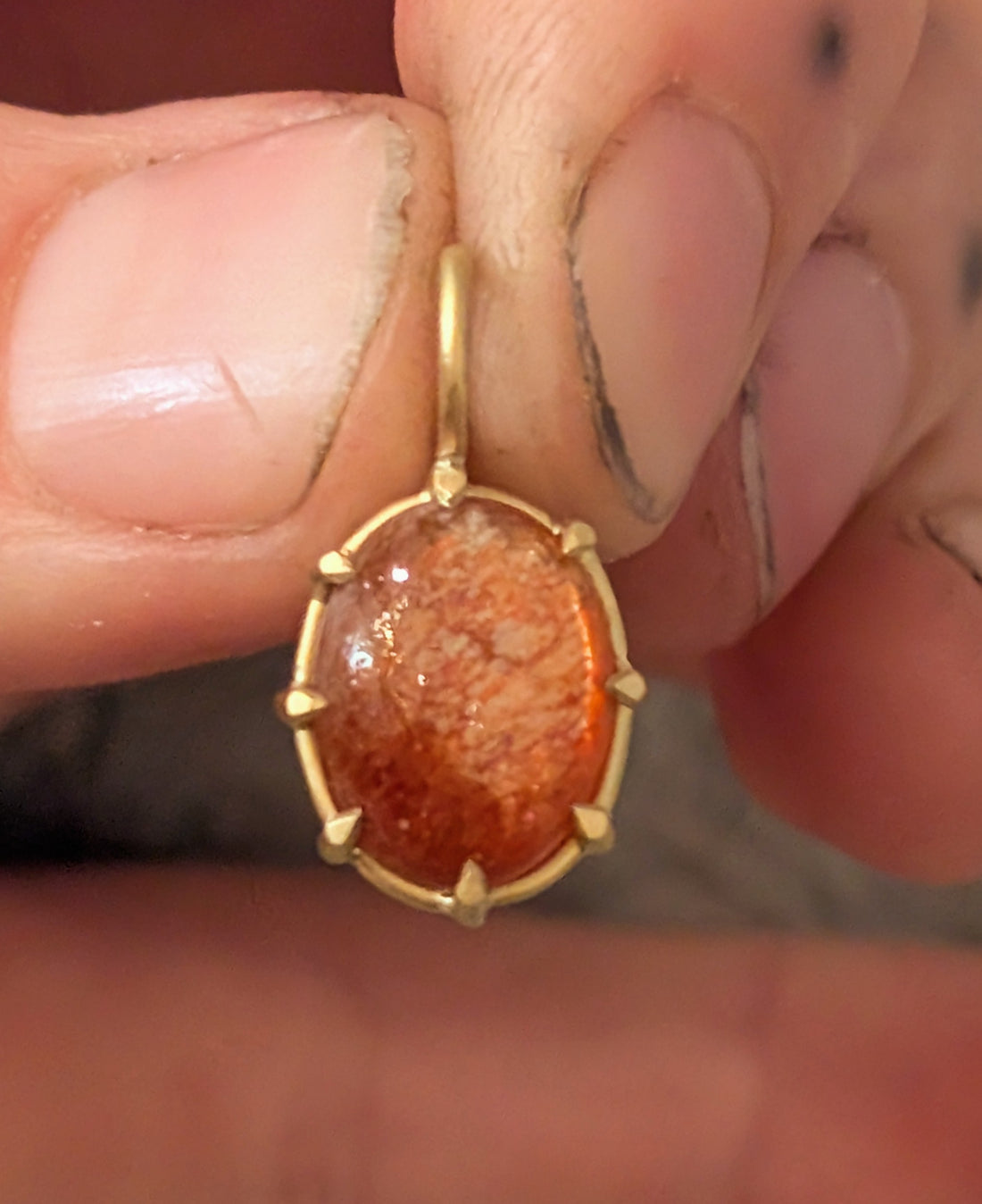 Oval Sunstone Basket Pendant 2.55CT - One of a Kind