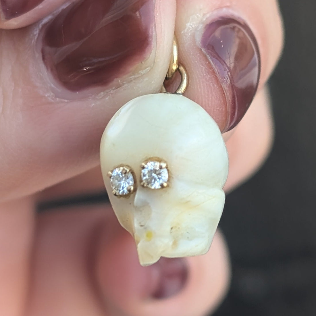 Antique Mother of Pearl Skull Charm