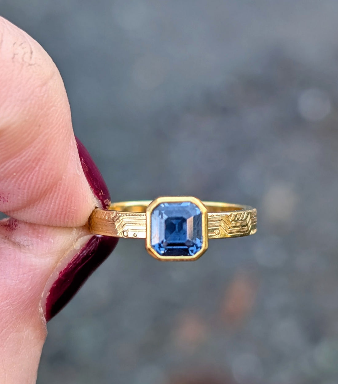 Sapphire Asscher Ring
