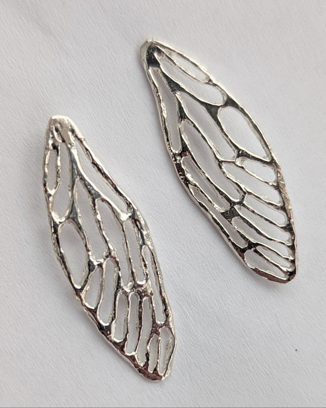 Extra Petite Cicada Wing Earrings- Silver