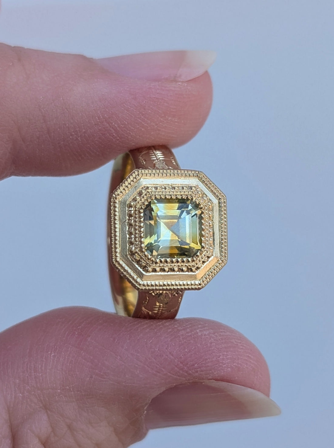 Persephone Ring- 1.45CT Asscher Cut Montana Sapphire