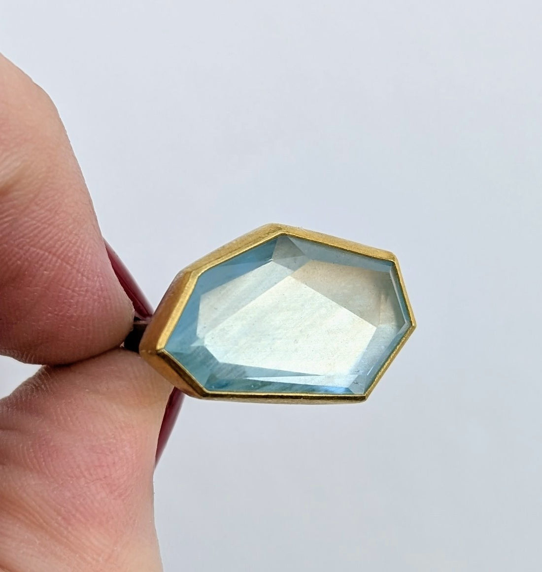 East-West Geometric Aquamarine Ring