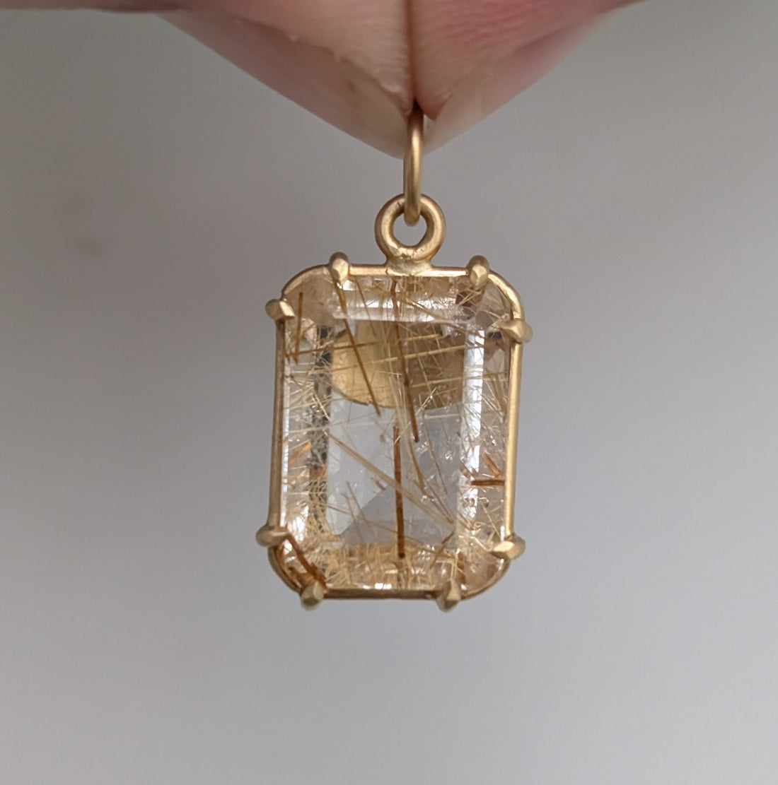 Rutilated Quartz Basket Pendant 6.9CT- One of a Kind
