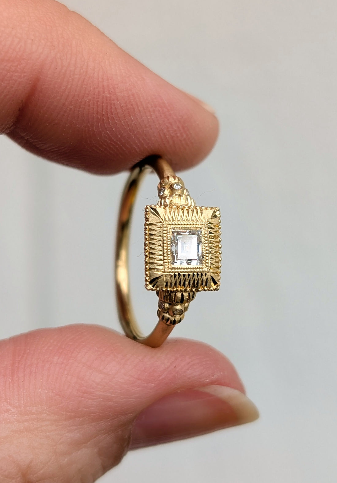 Royal Whipstitch Solitaire - 0.25CT Vintage Carre Cut Diamond