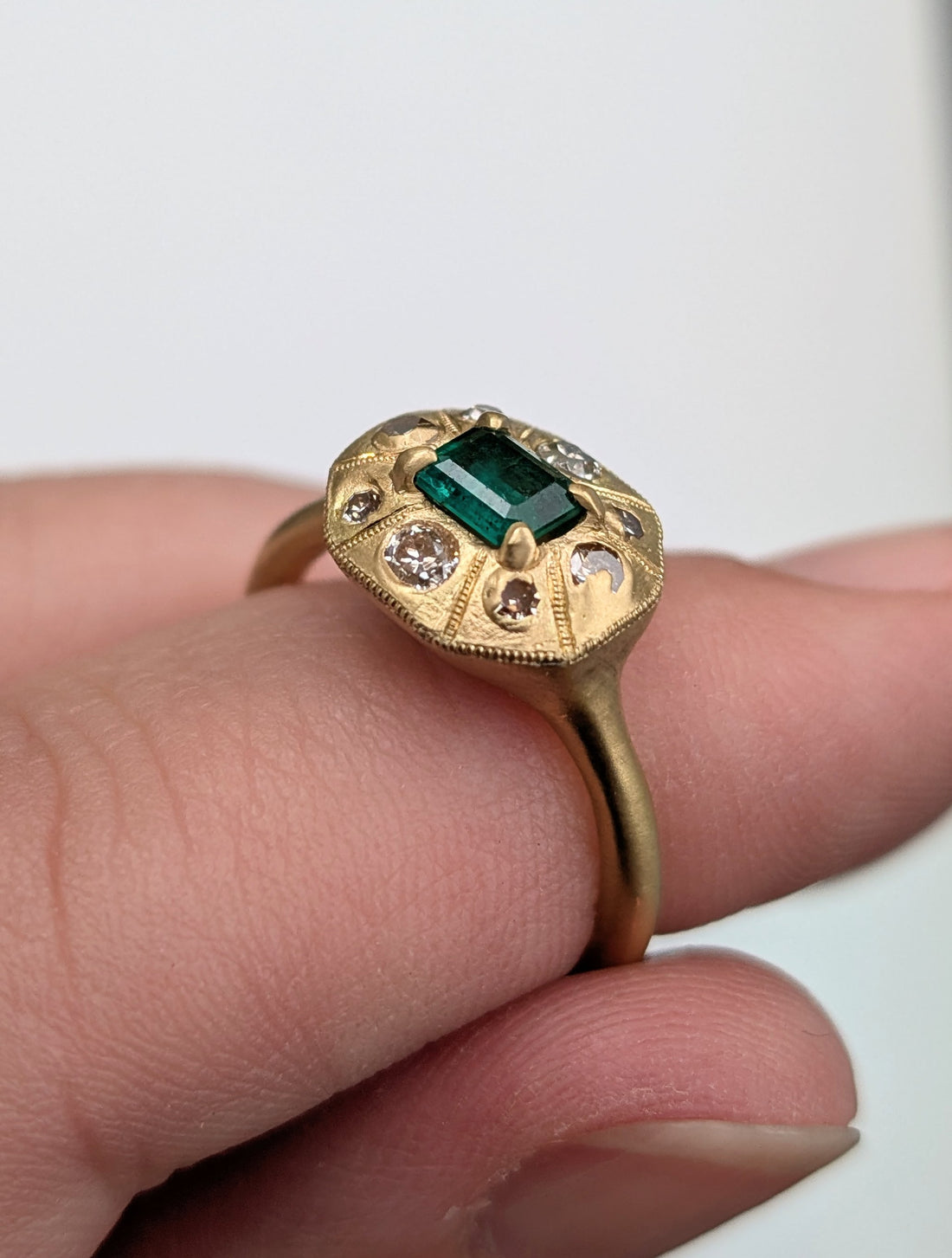 Cantata Emerald and Diamond Ring- One of a Kind