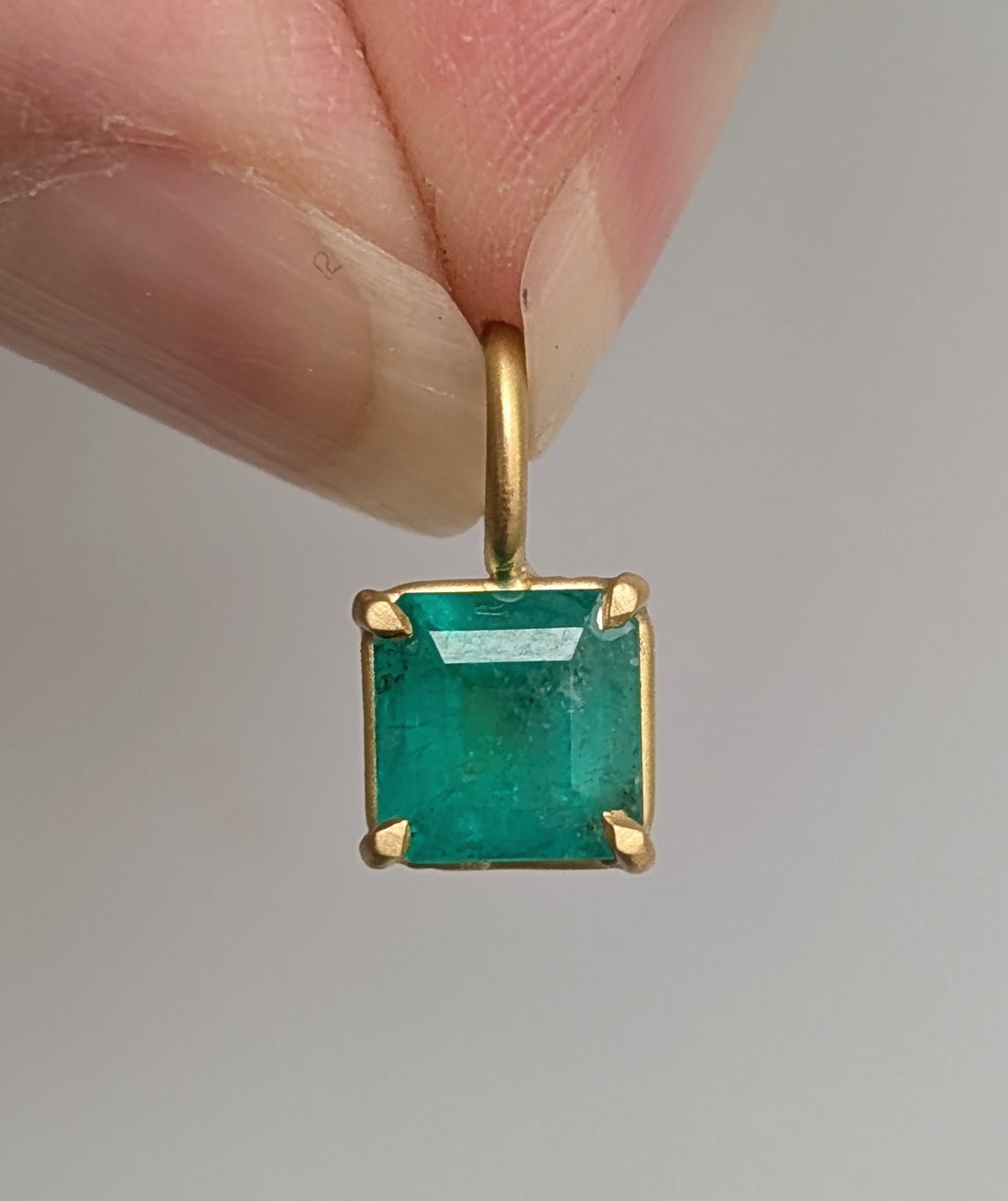 Square Emerald Basket Pendant 1.16CT -  One of a Kind