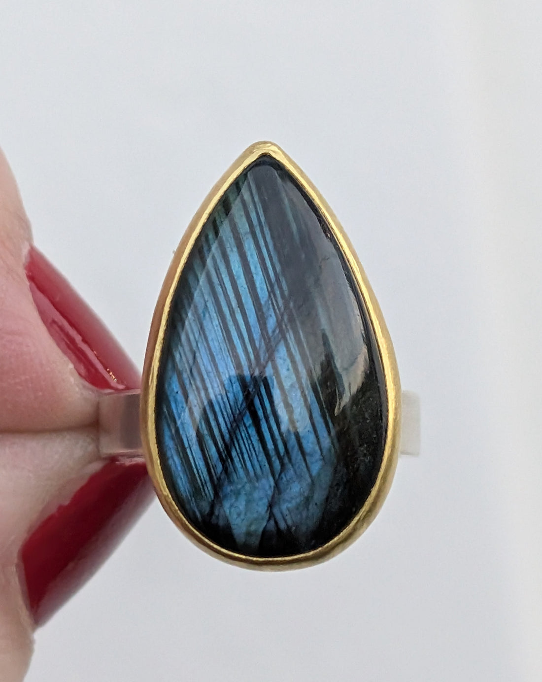 Labradorite Drop Cabochon Ring