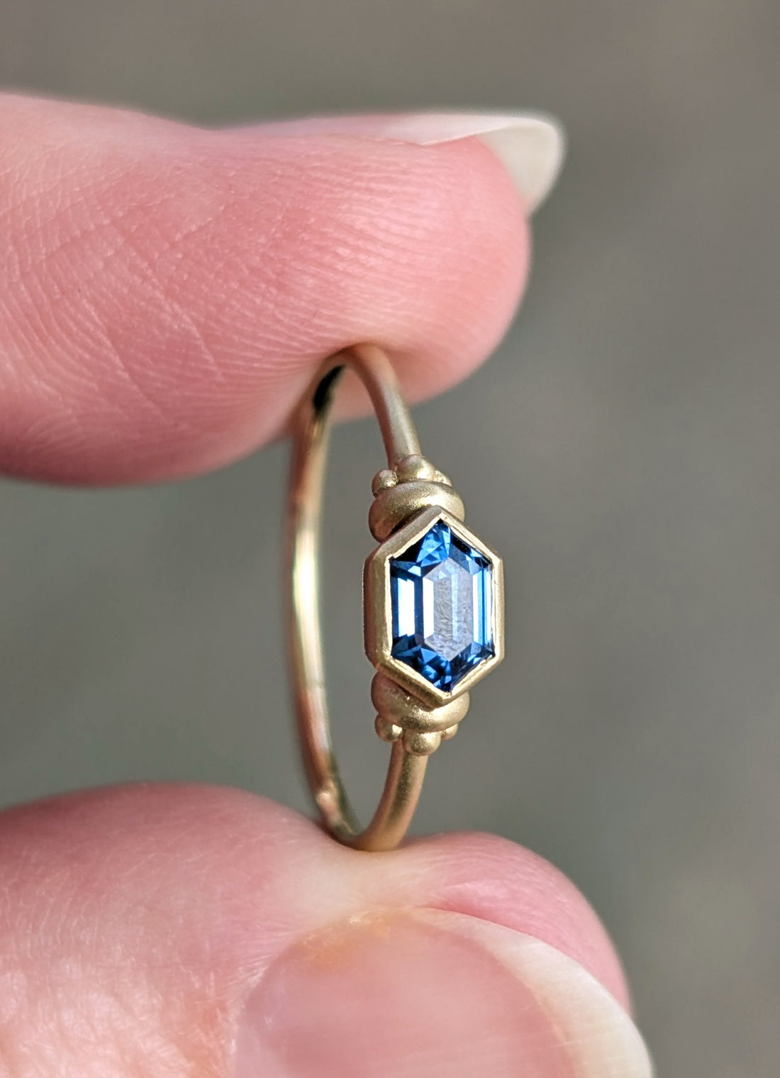 Royal Blue Sapphire Hexagon Solitaire - 0.49CT Sapphire