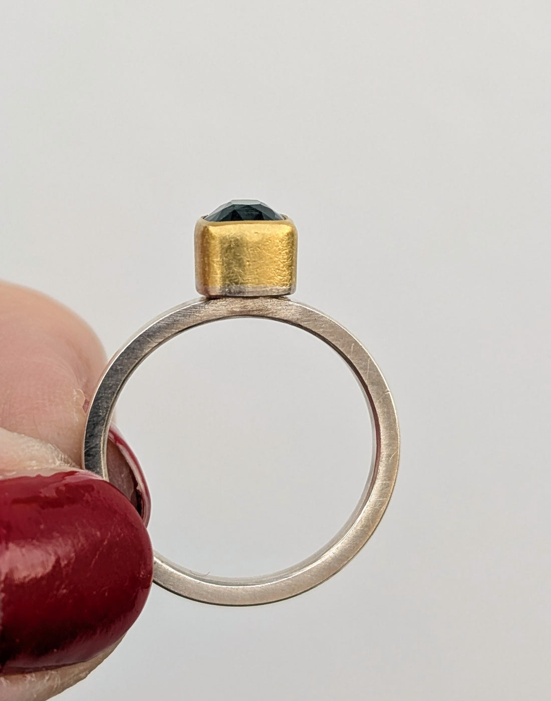 Blue Tourmaline Cushion Ring