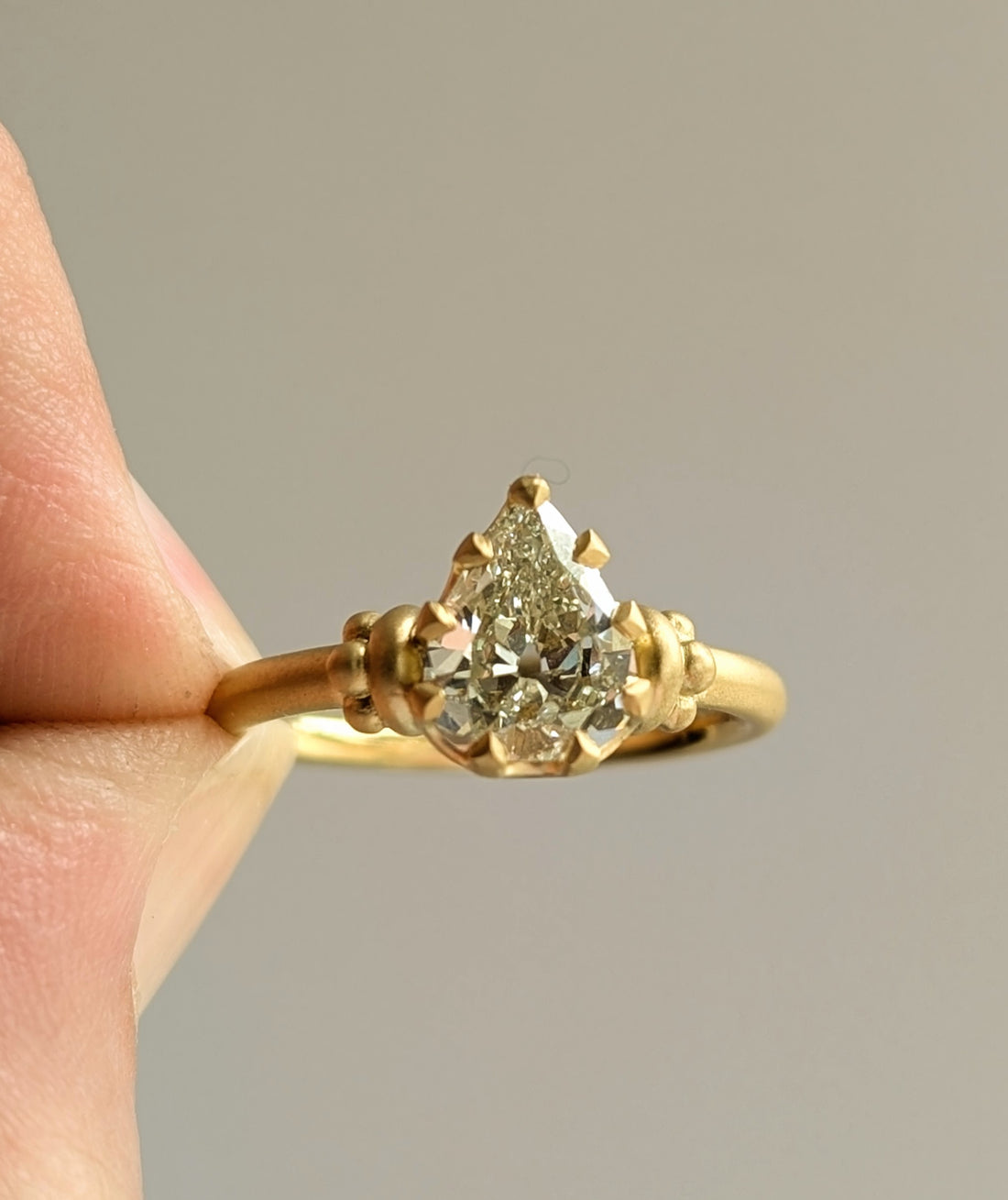 9 Prong Royal Pear Solitaire - 1.50CT Antique Pear Diamond