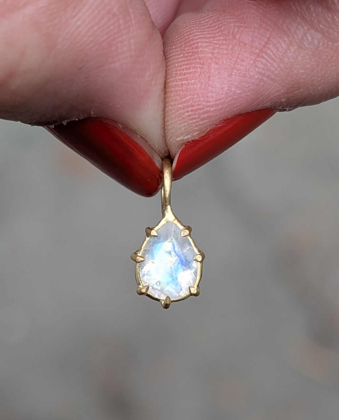 Pear Moonstone Basket Pendant - 0.9CT