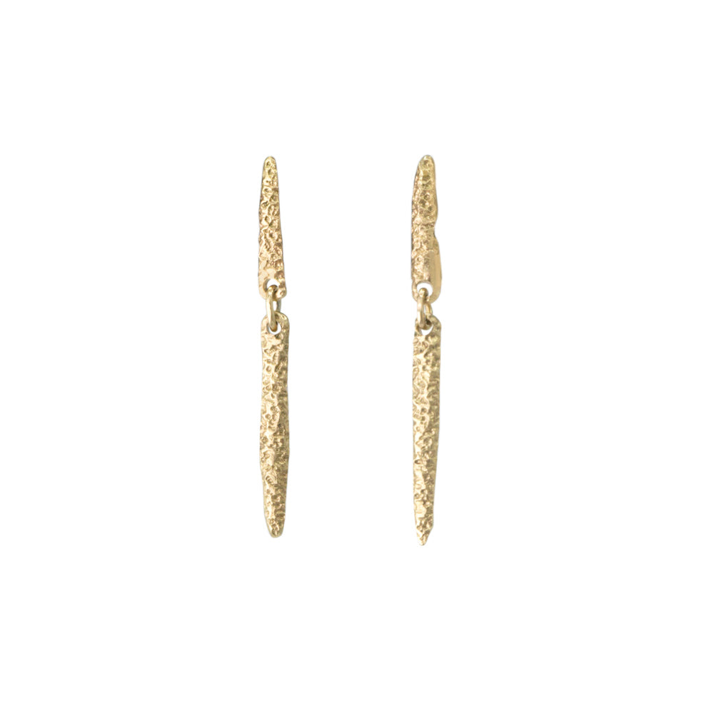 Short Spine Sand Drops in 14k gold by Erin Cuff Jewelry.