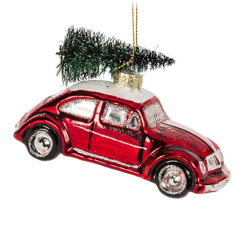 Red Car w/Tree Ornament-4"L