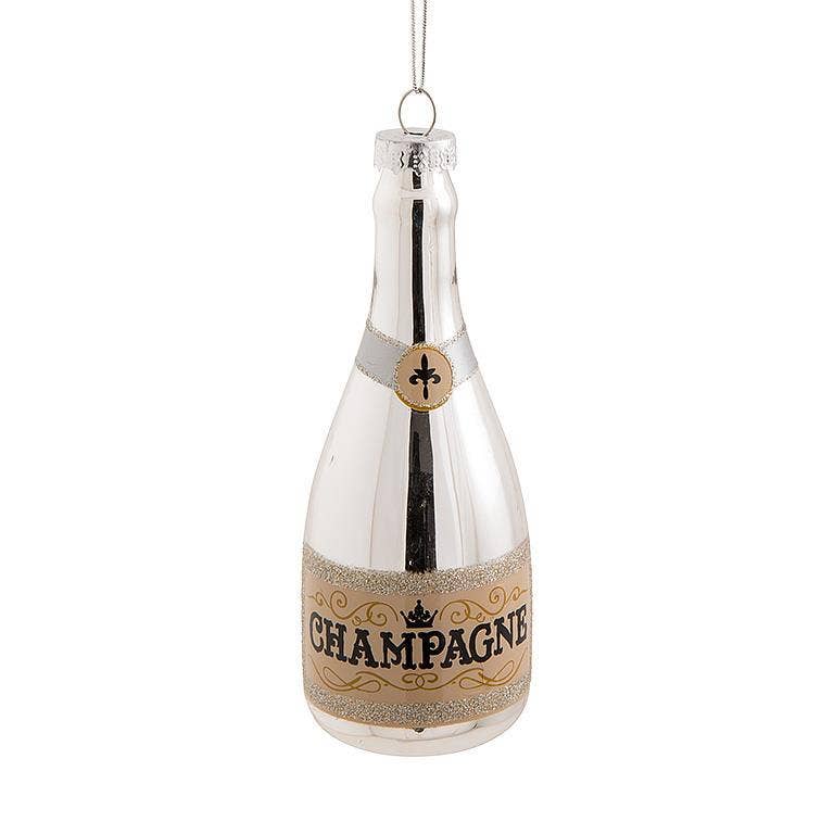 Sil Champagne Bottle Ornament-5"H