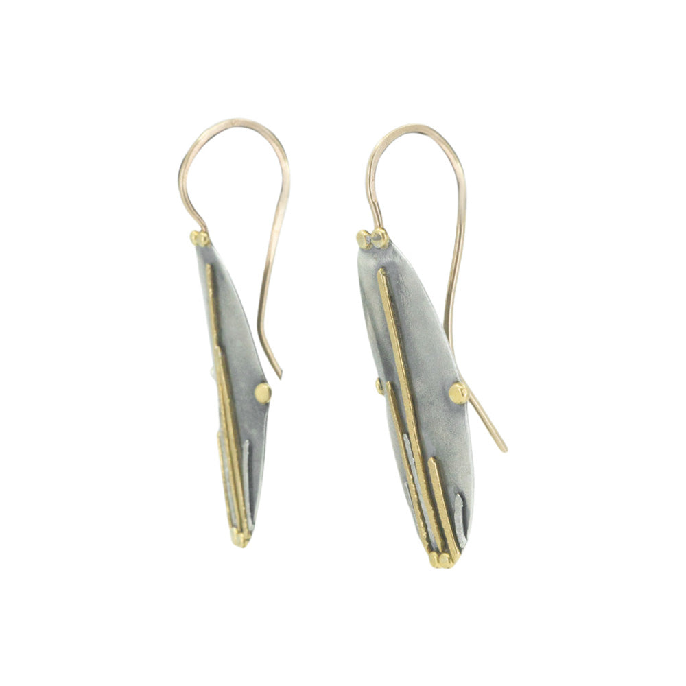 Mixed metal drop earrings with cactus motif by Erin Cuff Jewelry.