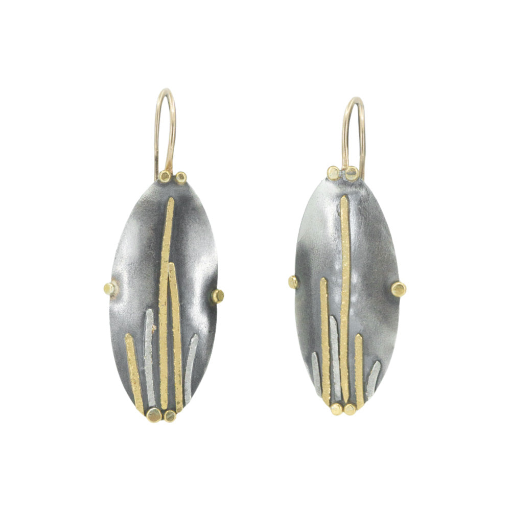 Mixed metal drop earrings with cactus motif by Erin Cuff Jewelry.