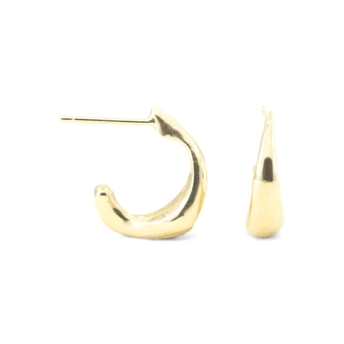 Astra Hoops in 14k yellow gold by Erin Cuff Jewelry.