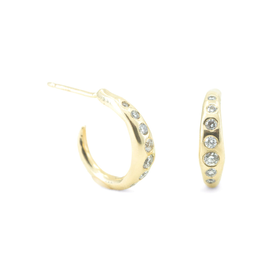 Journey Hoops in 14k gold and diamond accents by Erin Cuff Jewelry.