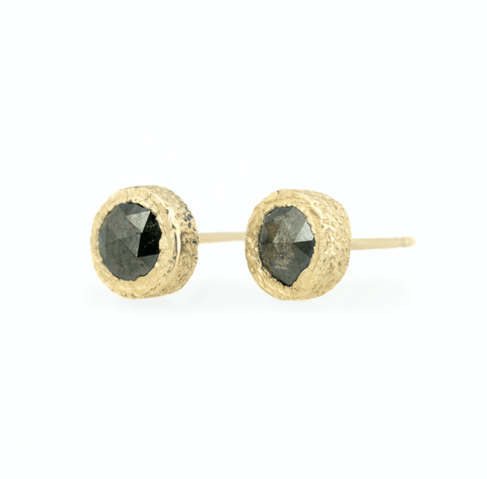 Black Diamond Studs - erin cuff jewelry