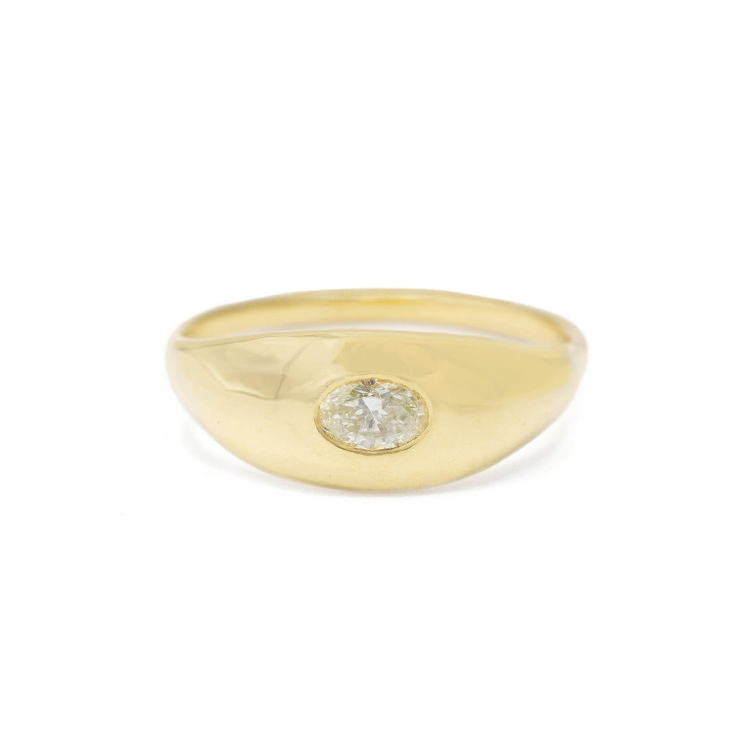 Oval Oasis Solitaire in 18k yellow gold with a yellow diamond by Erin Cuff Jewelry.