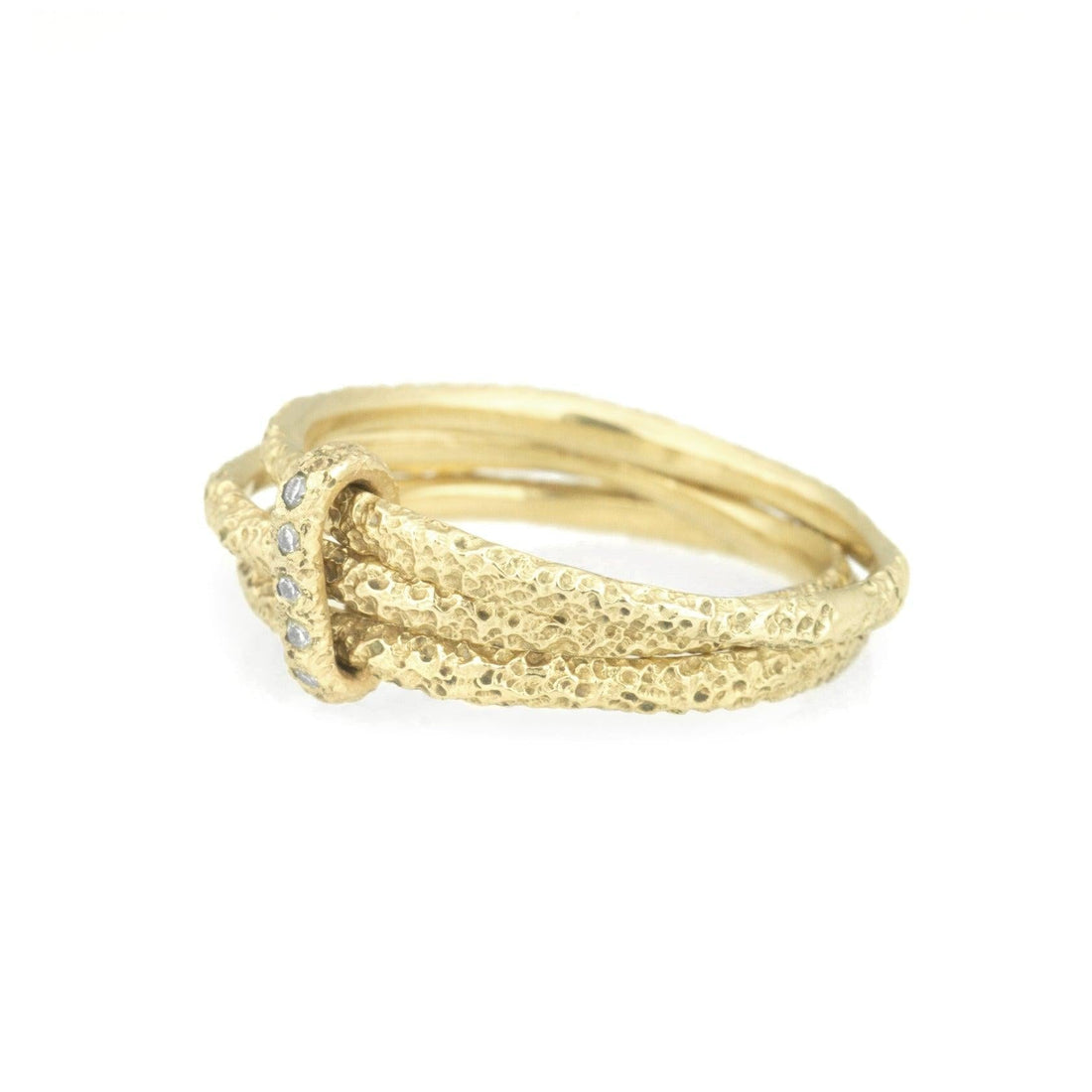 Staple Stack - 14k Yellow Gold Diamonds - erin cuff jewelry