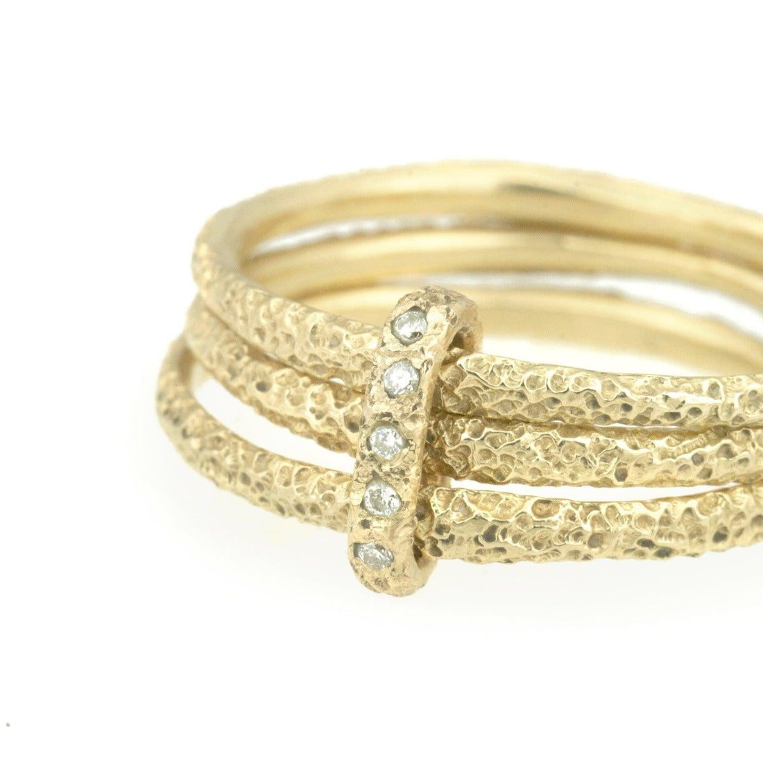 Staple Stack - 14k Yellow Gold Diamonds - erin cuff jewelry